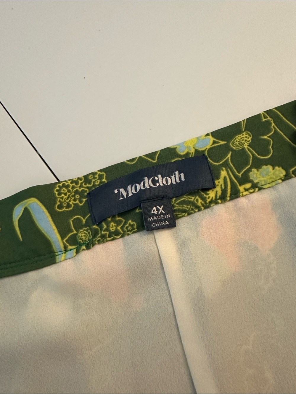 ModCloth Green Floral Pleated A-Line Skirt with Orange & Cream Accents - Picture 3 of 4